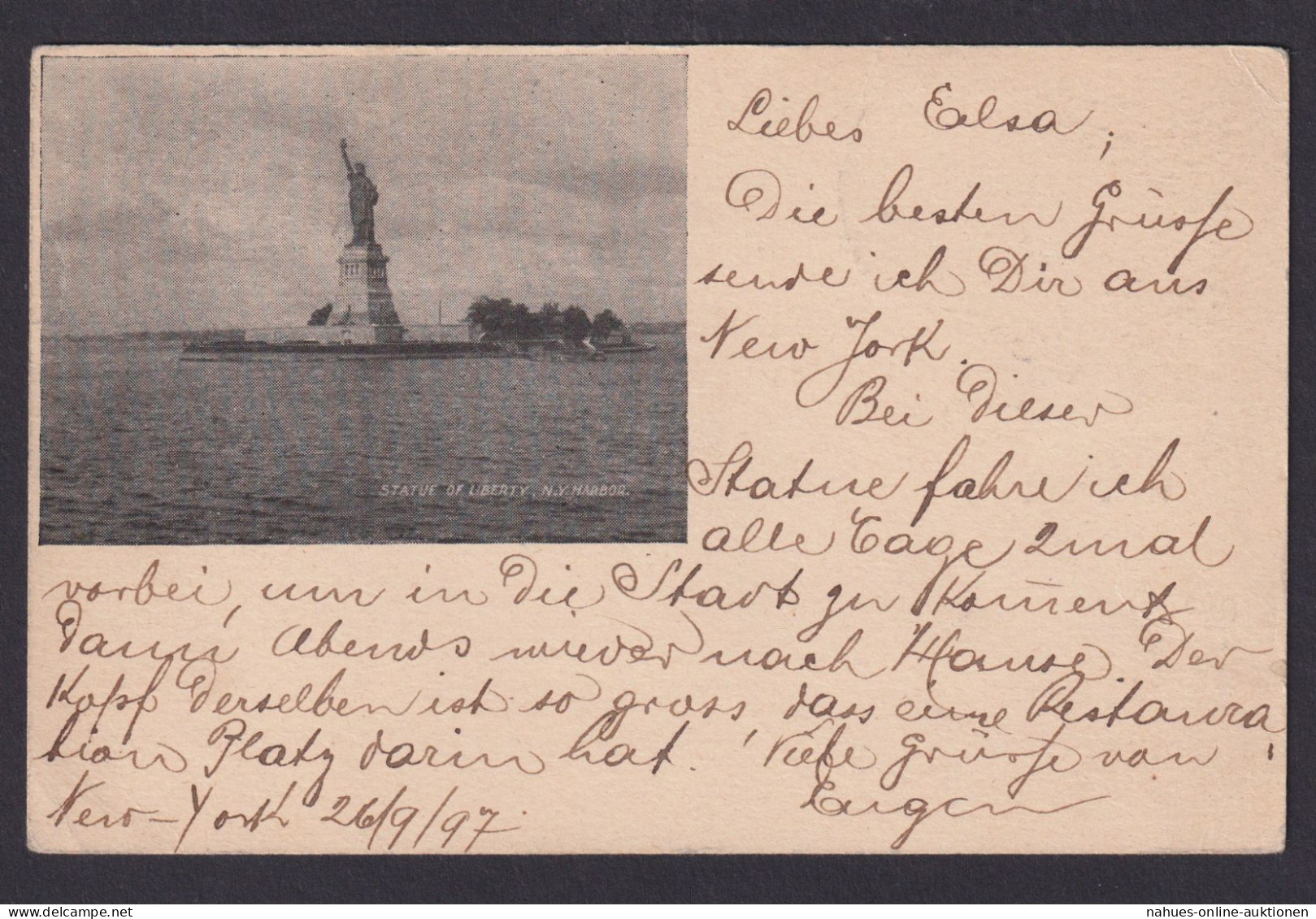 USA Bild Privatganzsache 2c Liberty Statue Destination New York Basel Schweiz - Covers & Documents