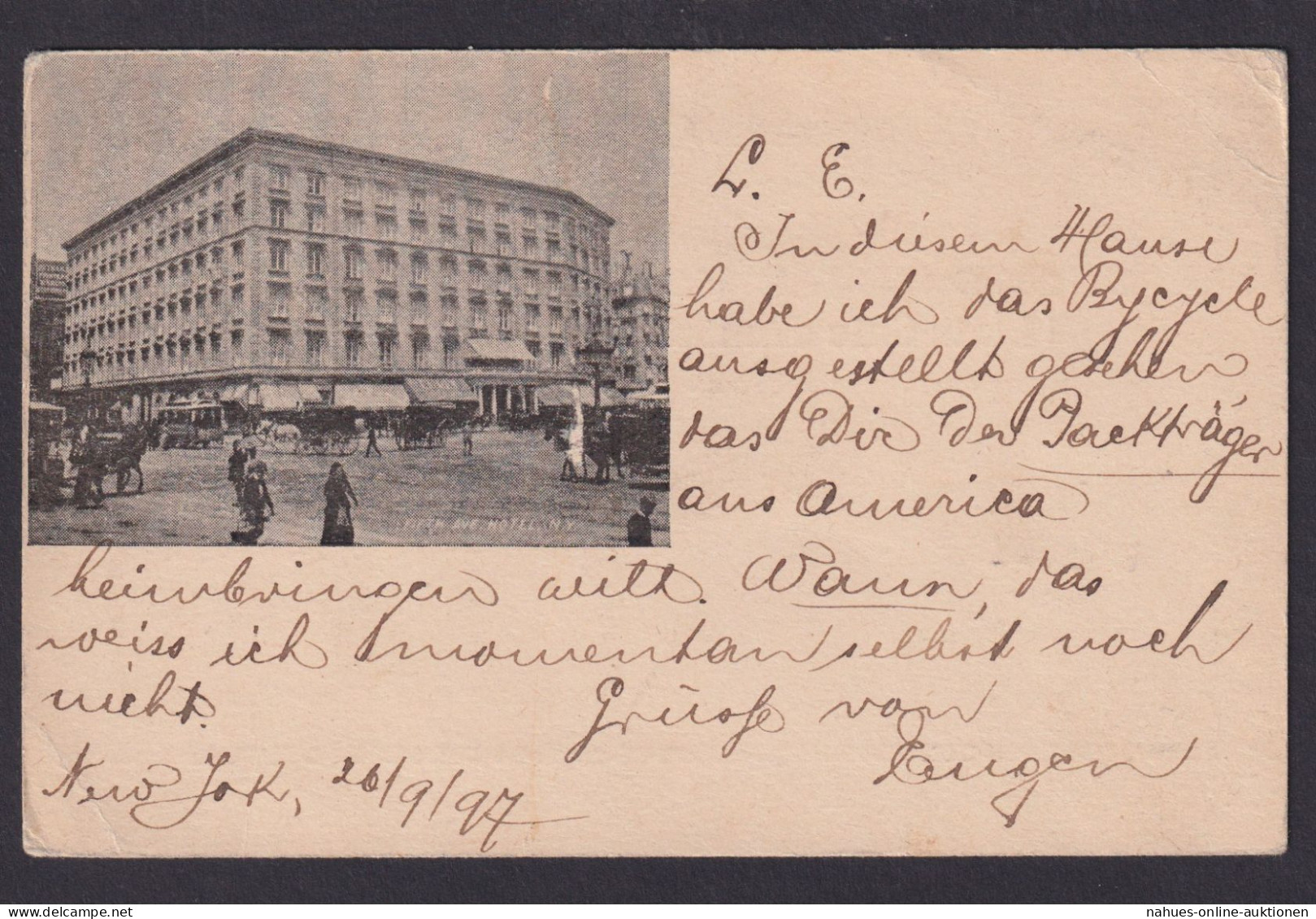 USA Bild Privatganzsache 2c Fifth Avenue Destination New York Basel Schweiz - Storia Postale