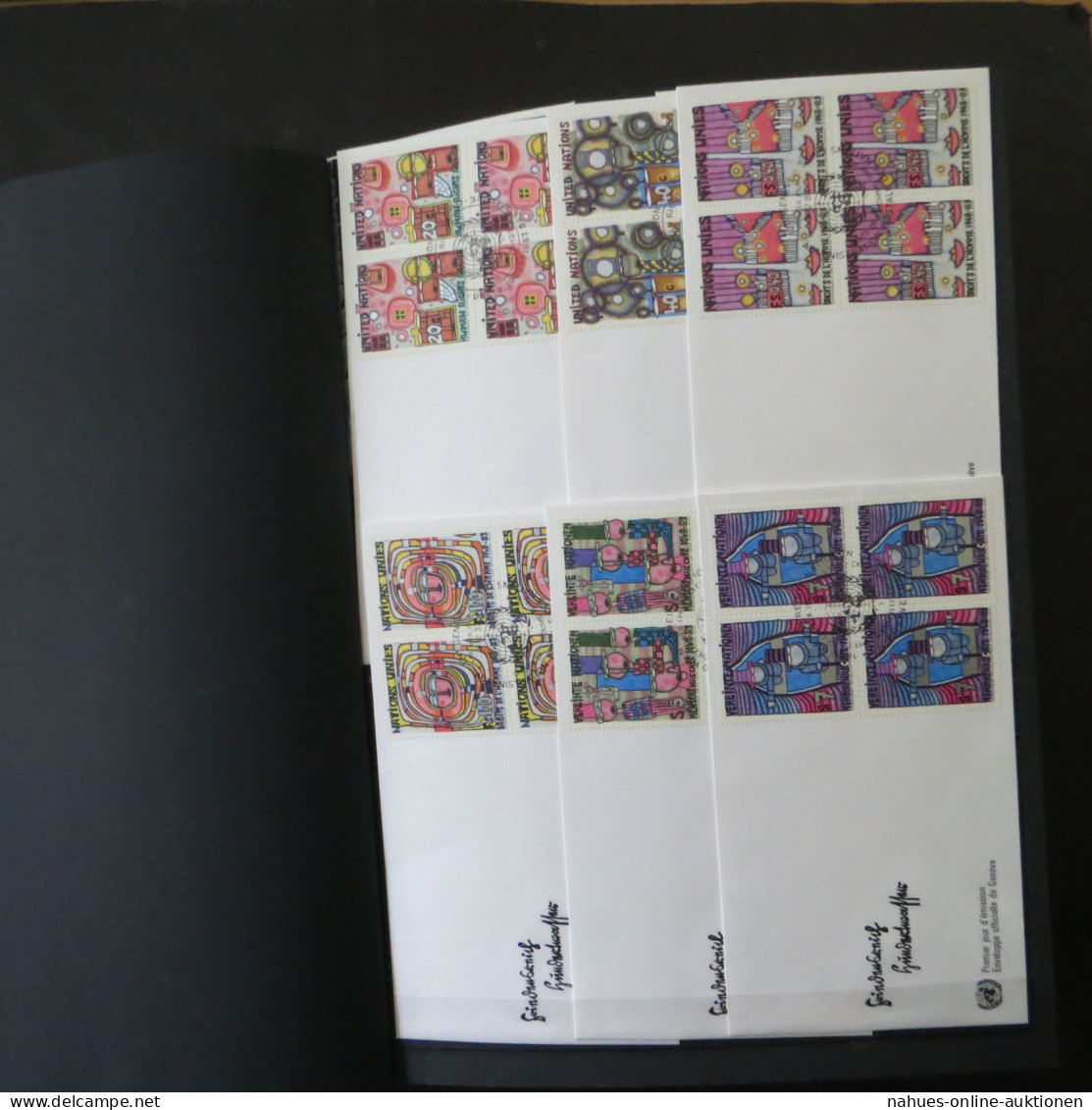Nachlass Sammlung UNO Vereinte Nationen Starke Slg Viererblöcke Festpreis 50,00 - Briefe U. Dokumente