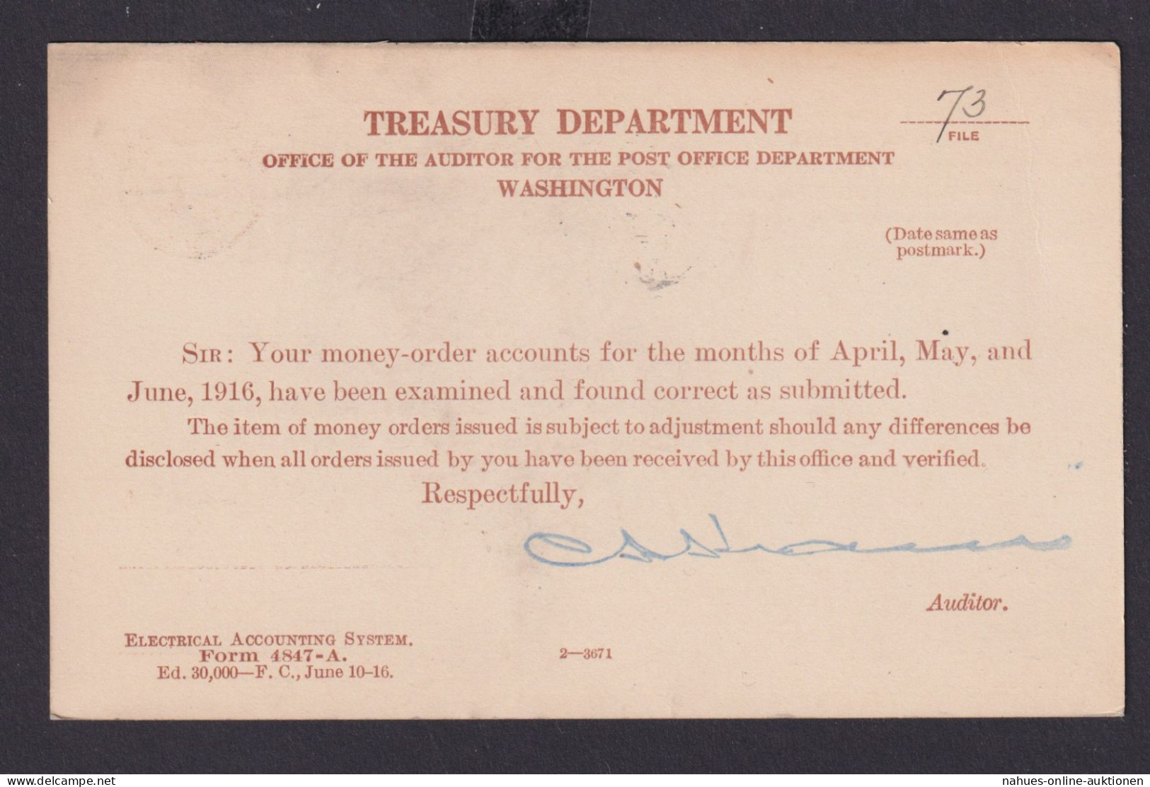 USA Ganzsache Postsache Penalty For Privat USE 300 Braun Washington 22.8.1916 - Brieven En Documenten