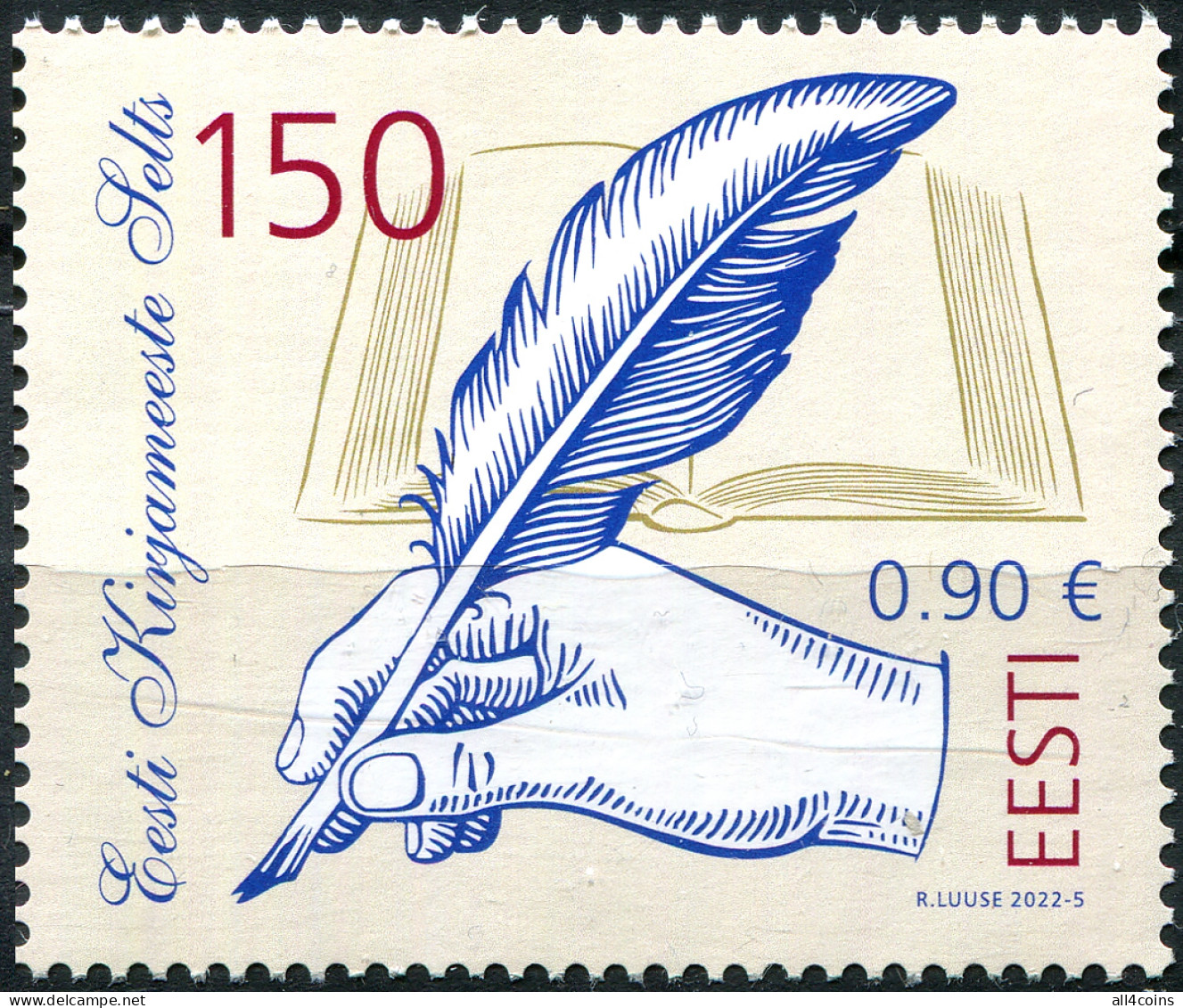 Estonia 2022. 150 Years Of The Literary Society Of Estonia (MNH OG) Stamp - Estonia