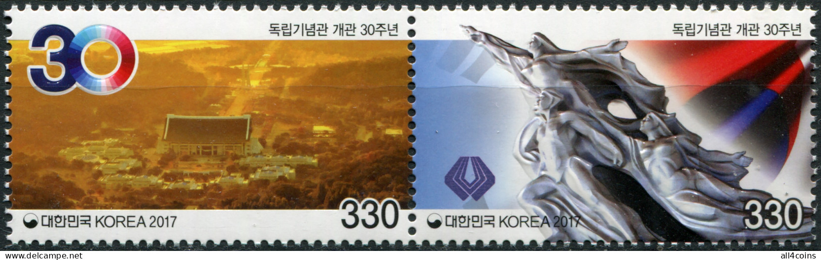 South Korea 2017. 30th Years Of The Independence Hall And Monument (MNH OG) Set - Korea, South