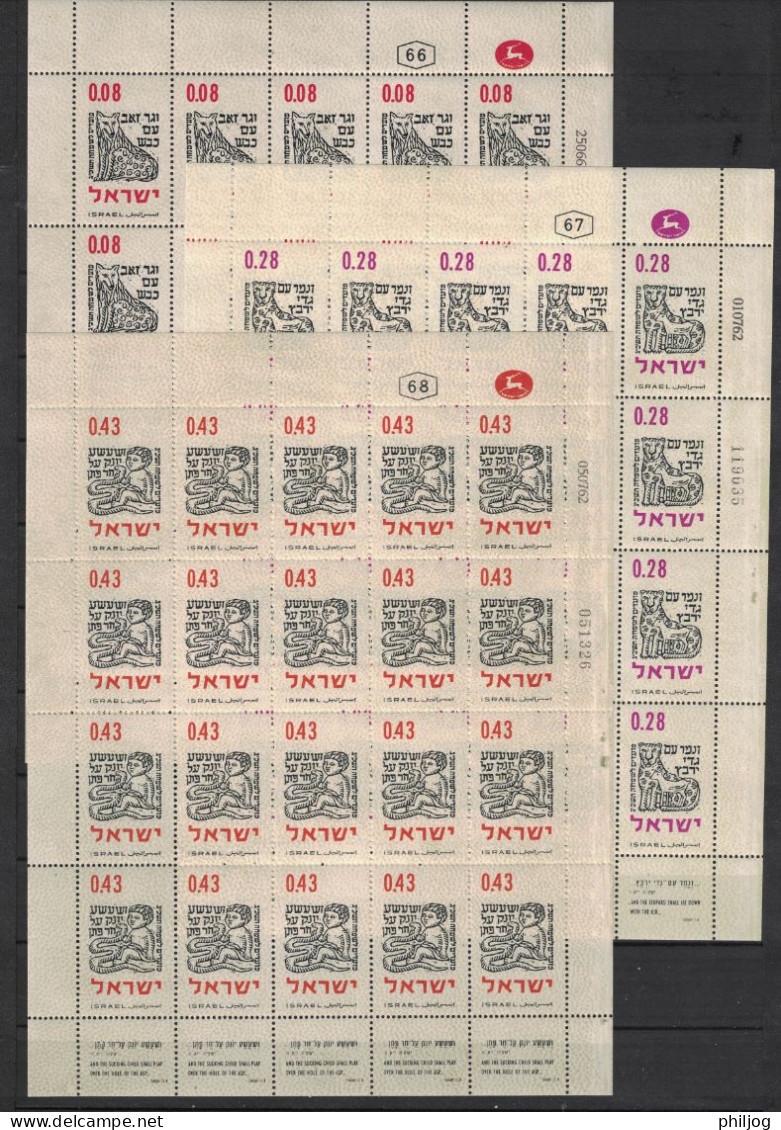 Israël 1962 - Yvert 221-223, Scott#225-227, Bale 246-248 - Feuilles Complètes Neuves SANS Charnière - Nouvel An 5723 - Nuevos (con Tab)