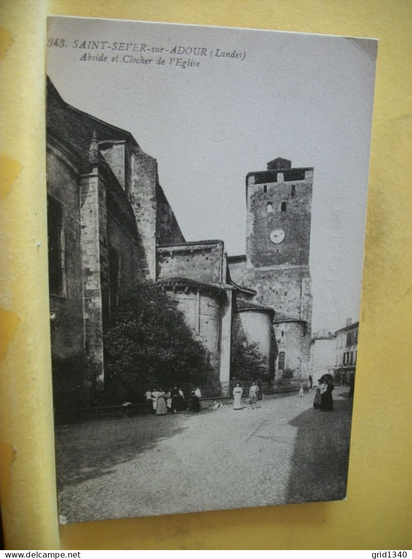 40 3081 CPA - 40 SAINT SEVER SUR ADOUR - ABSIDE ET CLOCHER DE L'EGLISE - ANIMATION. - Saint Sever