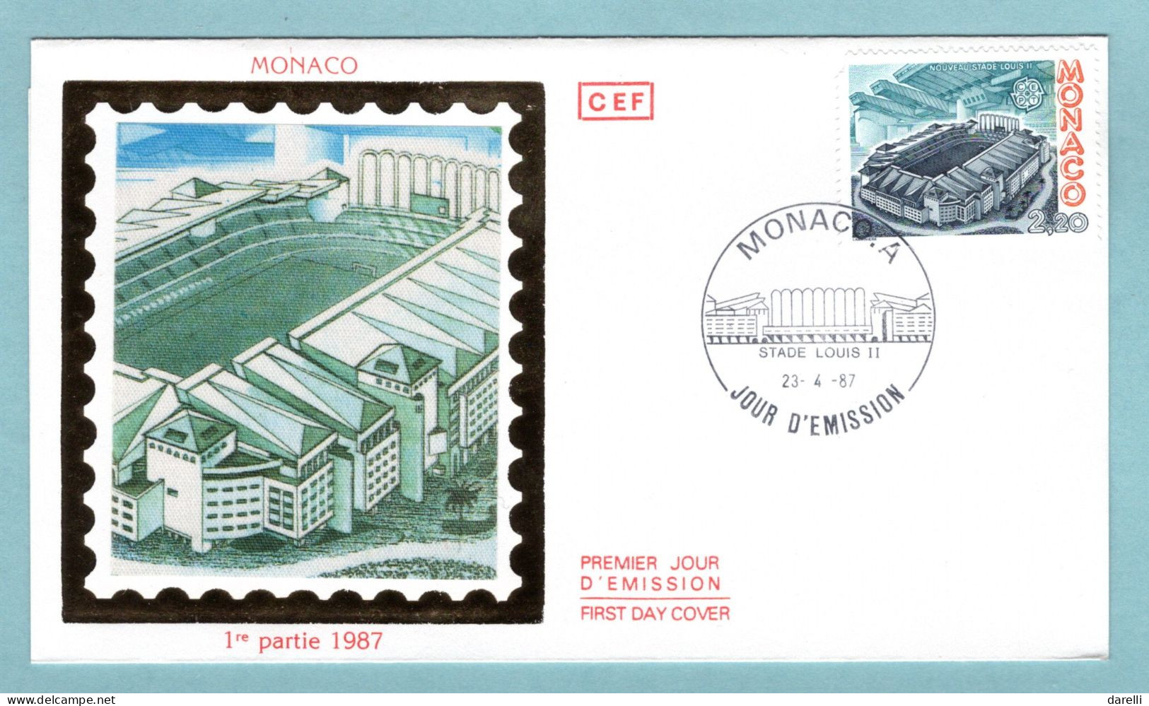 FDC Monaco 1987 - Europa 1987 - Vue Extérieure Du Nouveau Stade Louis II - YT 1565 - FDC