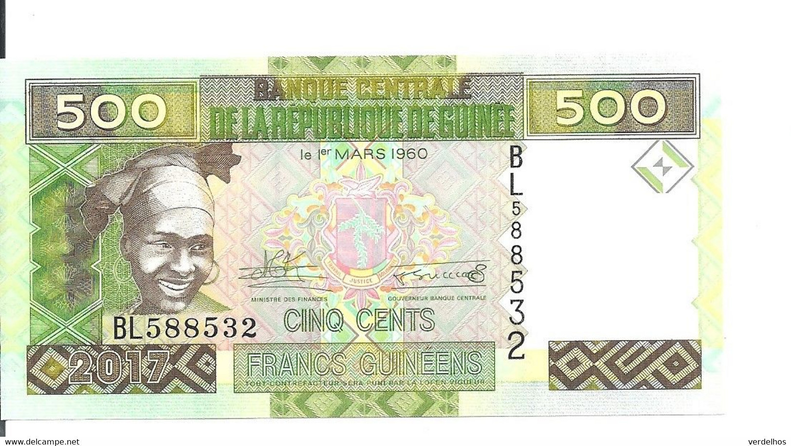 GUINEE 500 FRANCS 2017 UNC P 47 B - Guinee