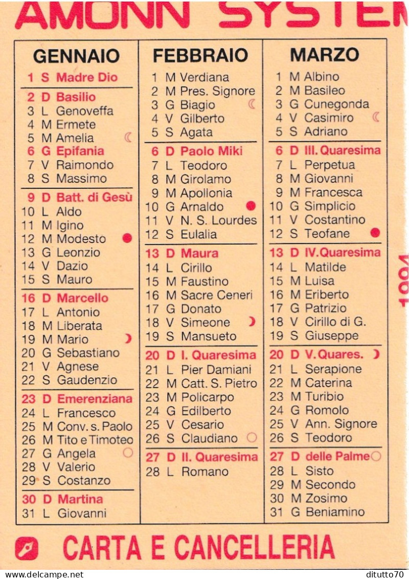 Calendarietto - Amonn System - Bolzano - Merano - Anno 1994 - Tamaño Pequeño : 1991-00