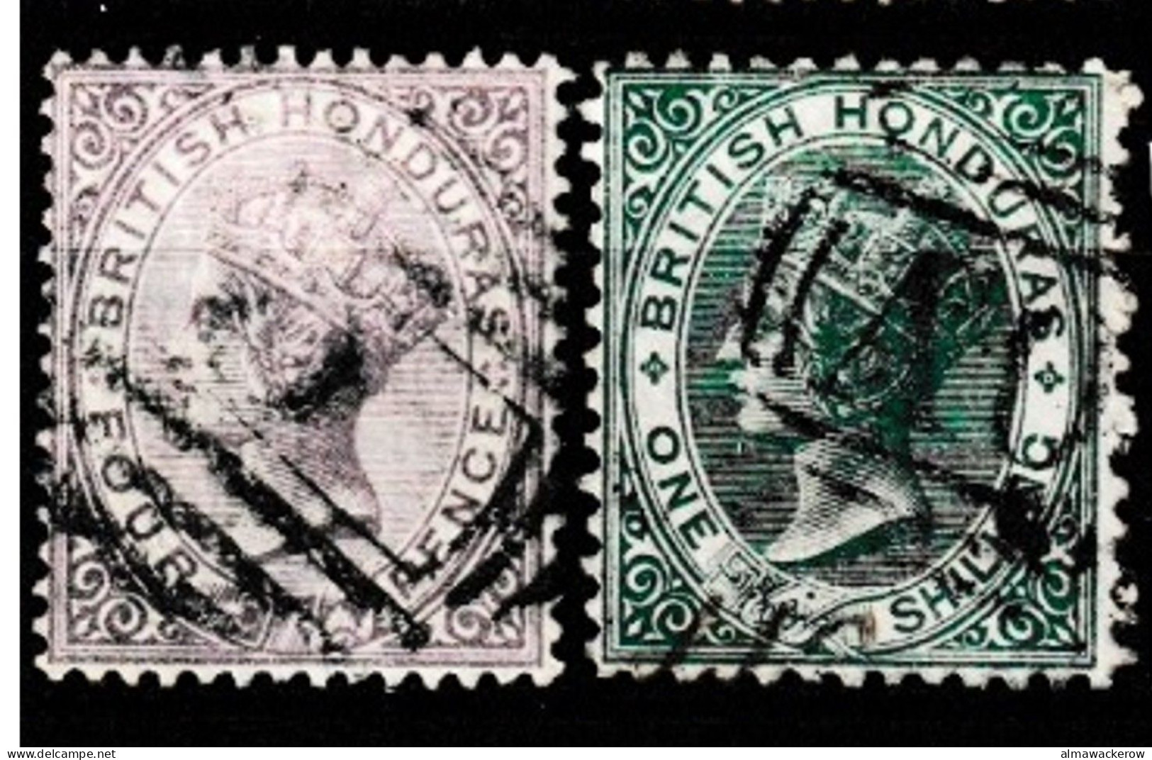 British Honduras 1872-1879 Queen Victoria Definititves Mi 6C/ SG 14, Mi 8/ SG 10a Dent. 12,5, All Used O - Honduras Britannique (...-1970)