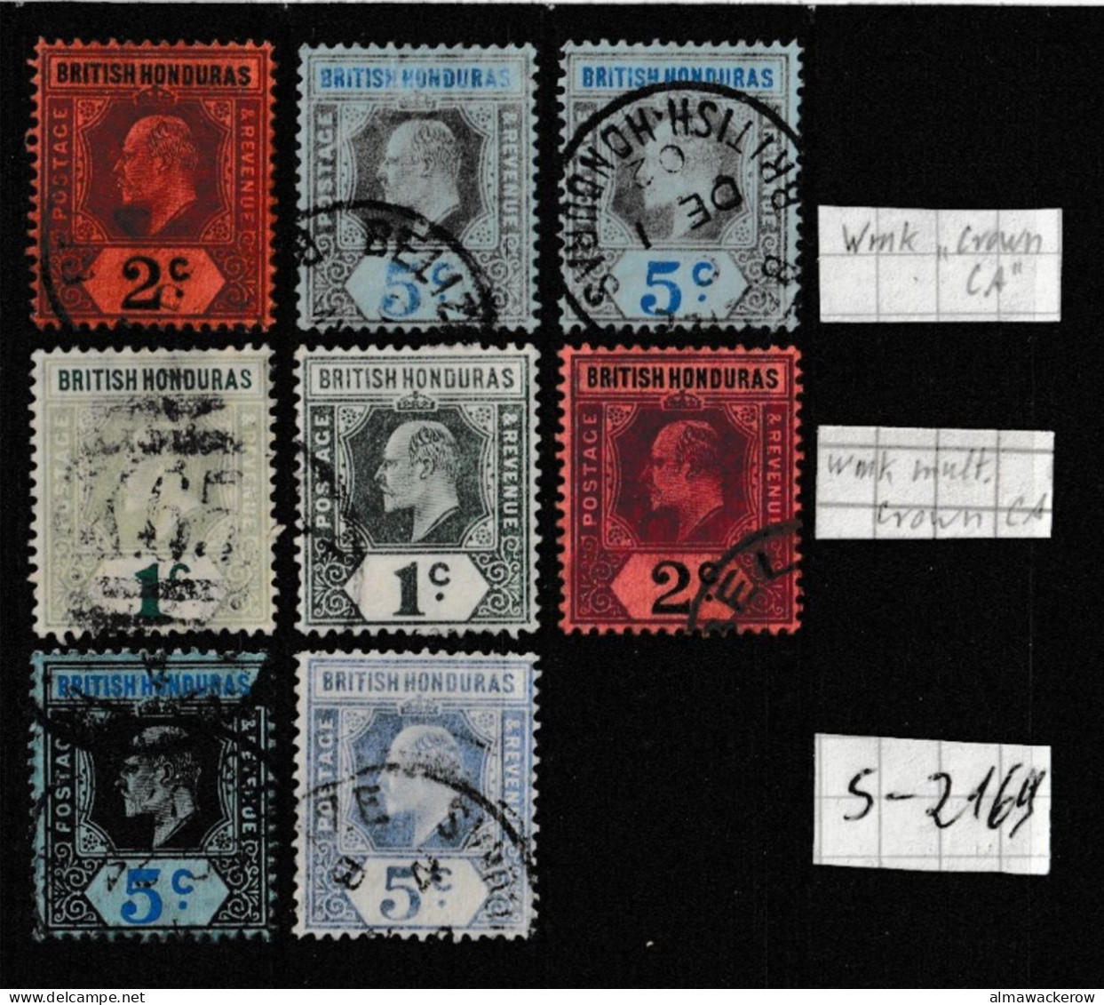 British Honduras 1902-1911 King Edward VII. Definitives, Wmk Crown CA And Mult. Crown CA Used O - Britisch-Honduras (...-1970)