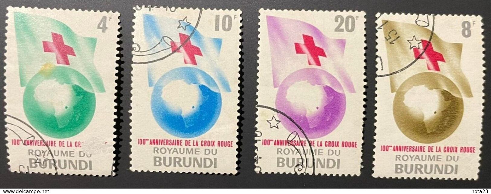 (!)  Burundi Stamps 1963 Red Cross Flag Over Globe With Map Of Africa CTO - Gebruikt