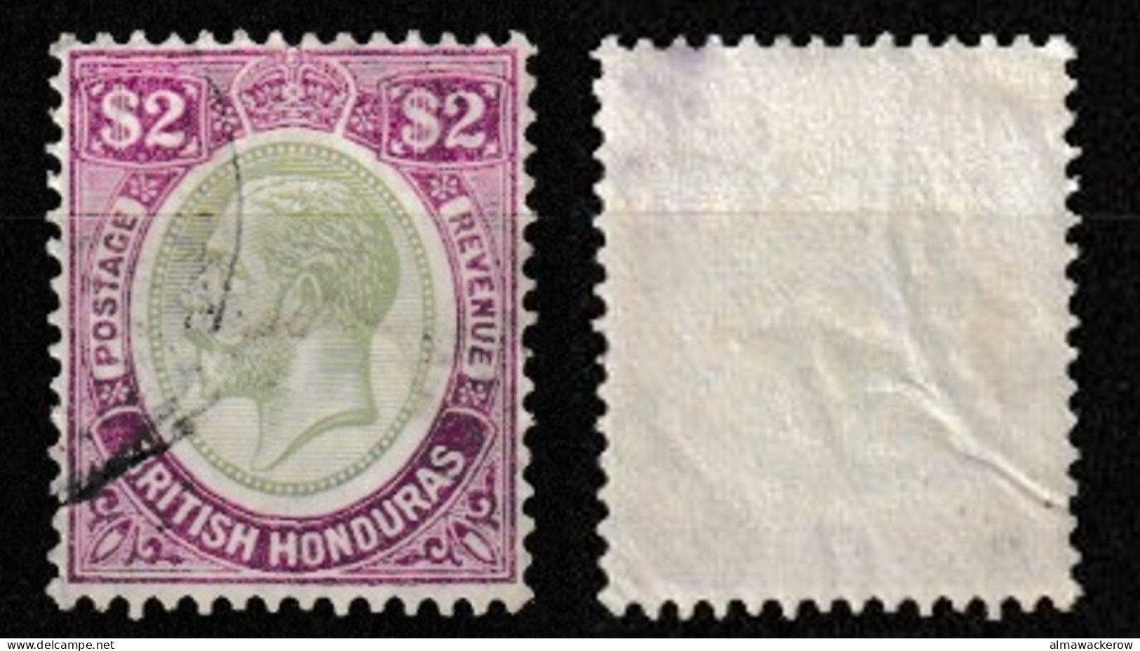 British Honduras 1922 King George V. Definitive Wmk Mult Crown Script CA Mi 99/ SG 137 Used O, RARE! - Honduras Británica (...-1970)