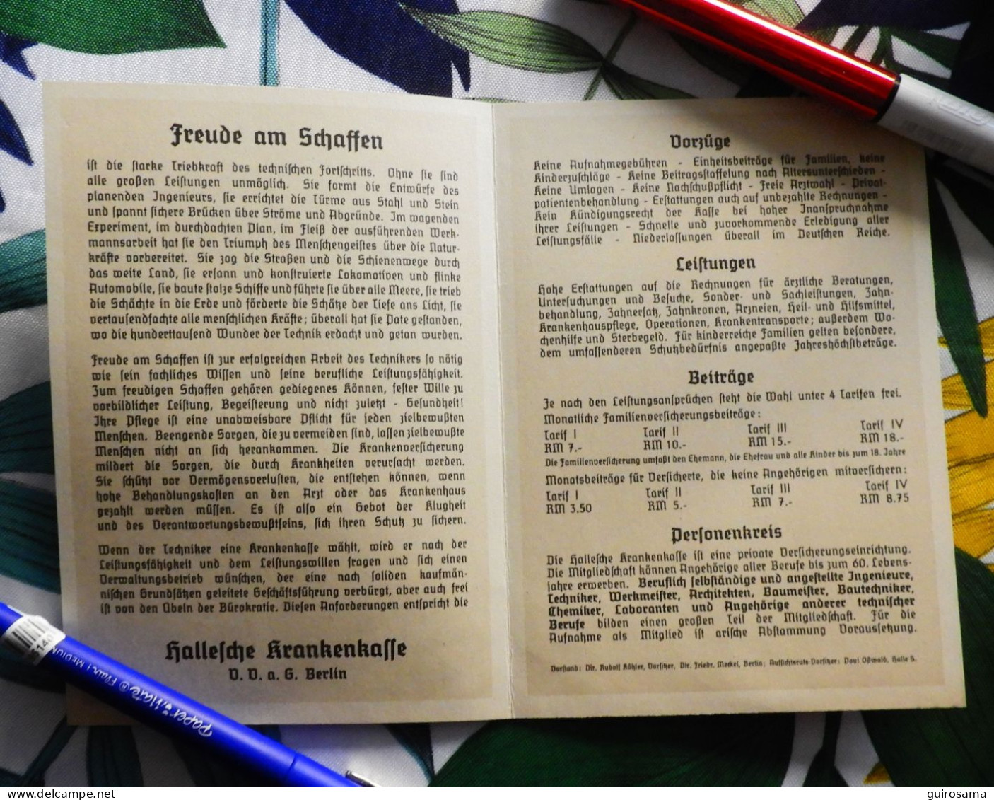 Hallesche Krankenkasse Berlin - 1939 - Bank En Verzekering