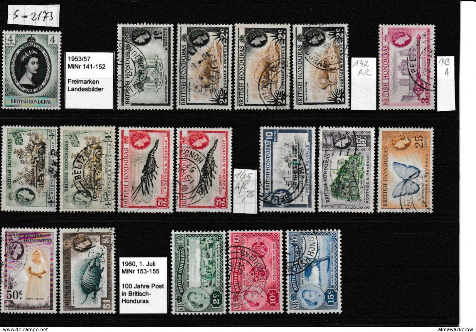 British Honduras 1953-1972 Lot Of Queen Elizabeth II. Issues Incl. Mi 150A Used O - Honduras Britannique (...-1970)