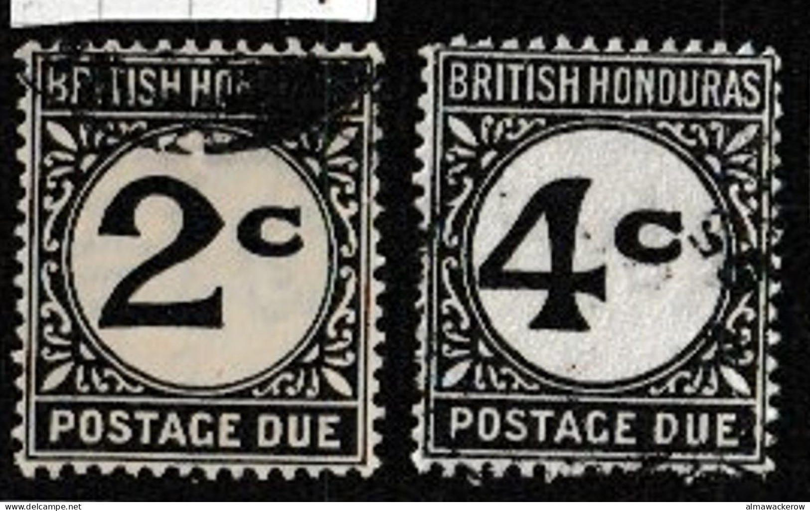 British Honduras 1923-1956 Postage Due Stamps Mi 2y/ SG D2a, Mi 3x/ SG D3 Used O - Honduras Britannique (...-1970)