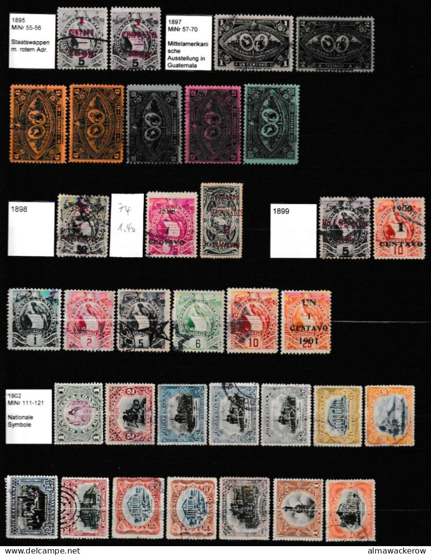 Guatemala 1871-1995 Collection Of Stamps From The First Issue Mainly Used O - Guatemala