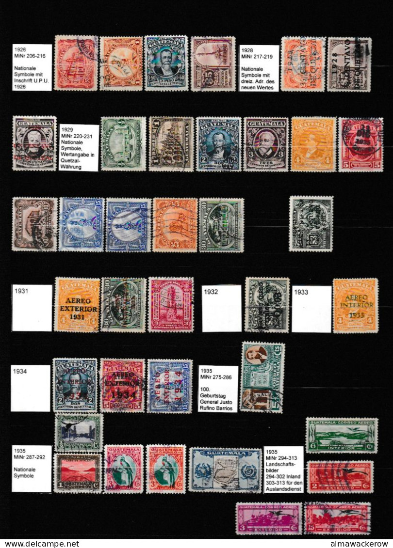 Guatemala 1871-1995 Collection Of Stamps From The First Issue Mainly Used O - Guatemala