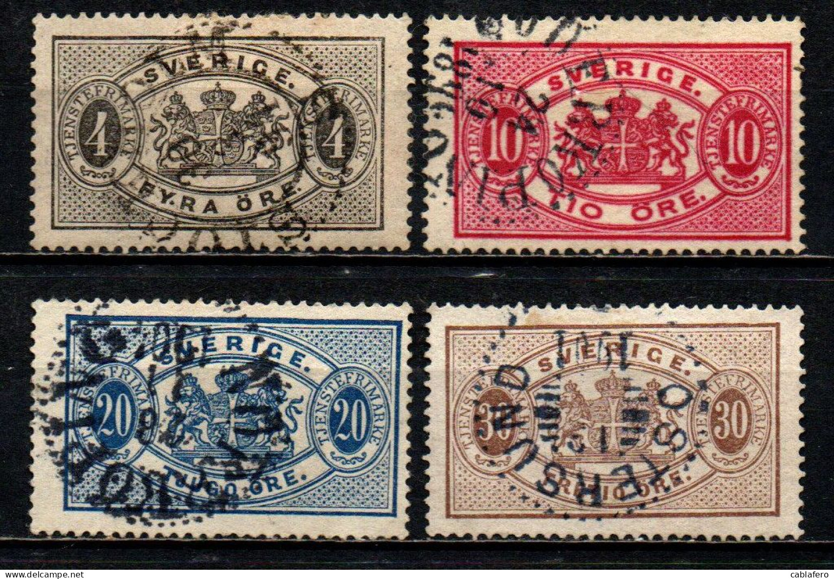 SVEZIA - 1881 - STEMMA E CIFRA - DENTELLATURA 13 - USATI - Dienstmarken