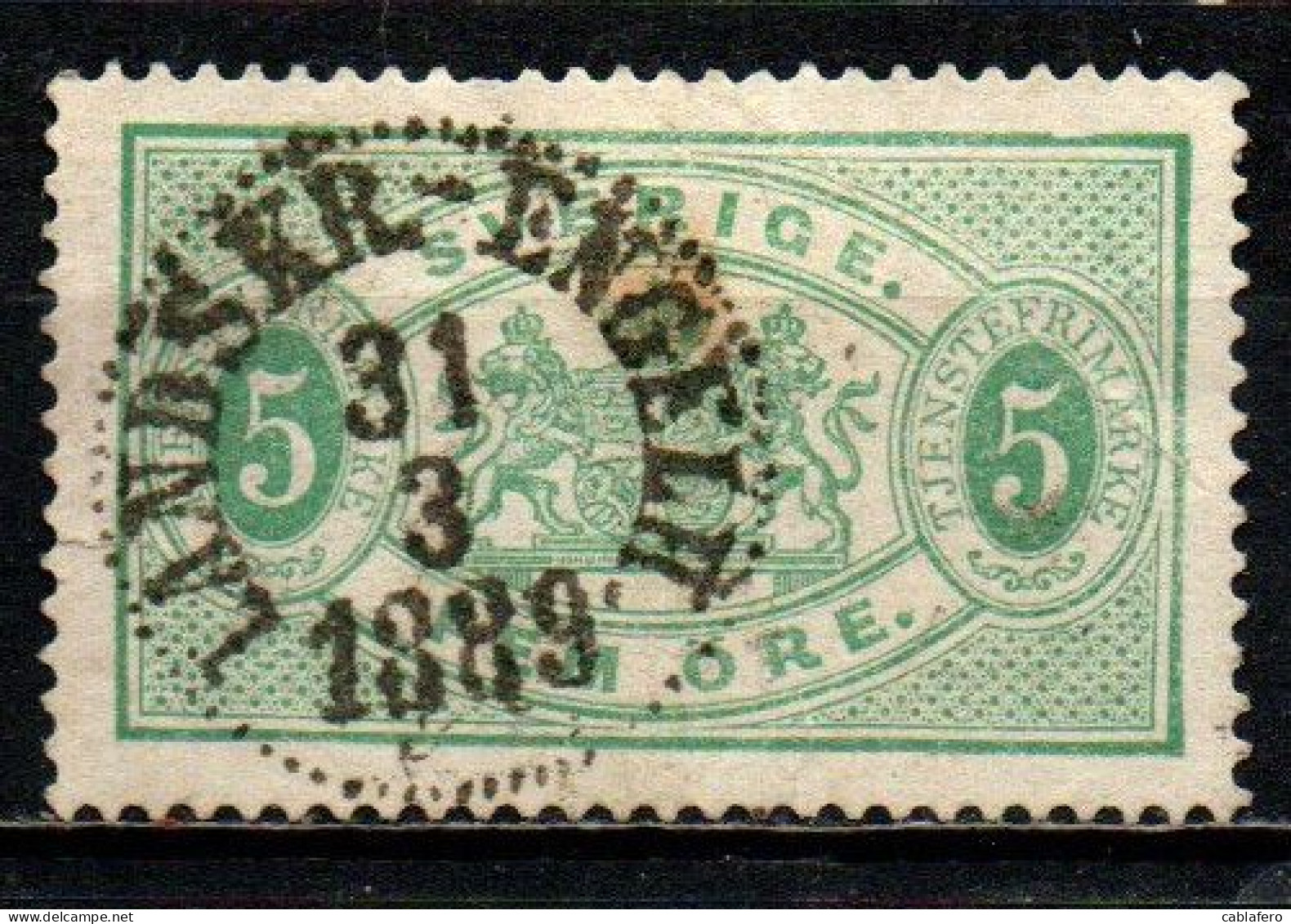 SVEZIA - 31.3.1889 - LANSKR.-ENGELH - DENTELLATURA 13 - USATO - Service