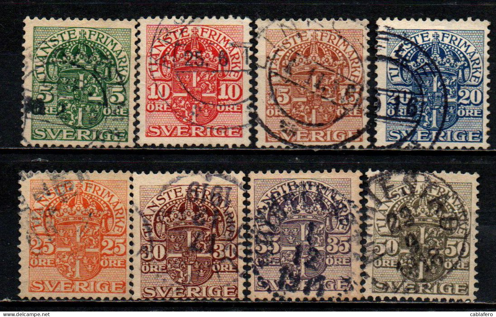 SVEZIA - 1911 - STEMMA CON CORONA - FILIGRANA LINEE ONDULATE - USATI - Dienstmarken