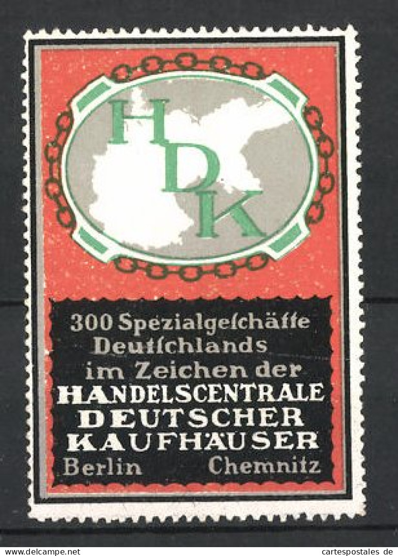 Reklamemarke Handels-Zentrale Deutscher Kaufhäuser HDK, Berlin & Chemnitz  - Cinderellas