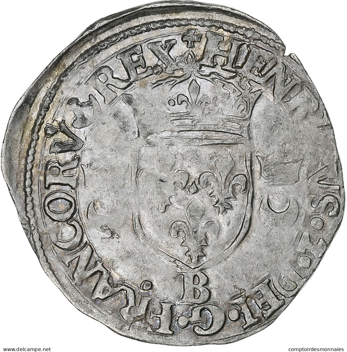 France, Henri II, Douzain Aux Croissants, 1549, Rouen, Billon, TTB, Gadoury:357 - 1547-1559 Heinrich II.