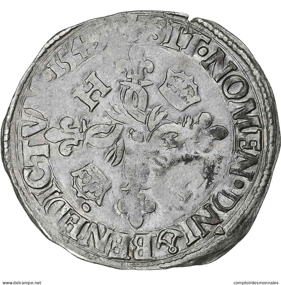 France, Henri II, Douzain Aux Croissants, 1549, Rouen, Billon, TTB, Gadoury:357 - 1547-1559 Heinrich II.