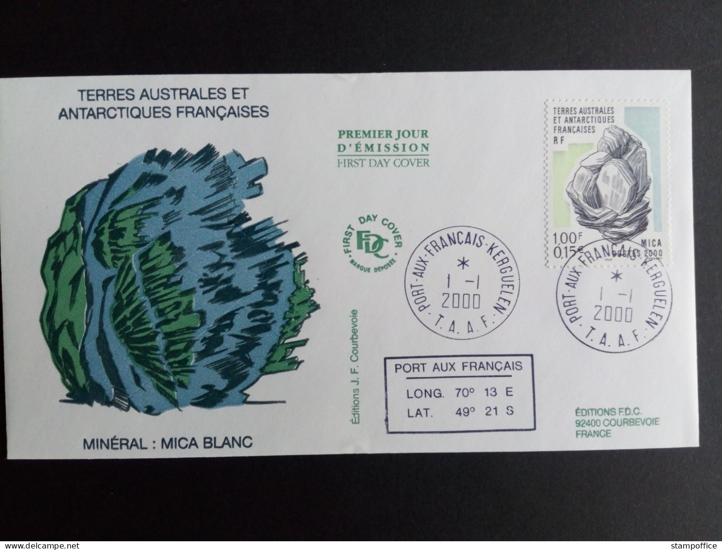 FRANZÖSISCHE ANTARKTIS (TAAF) MI-NR. 416 FDC MINERALIEN 2000 MUSKOVIT - Neufs