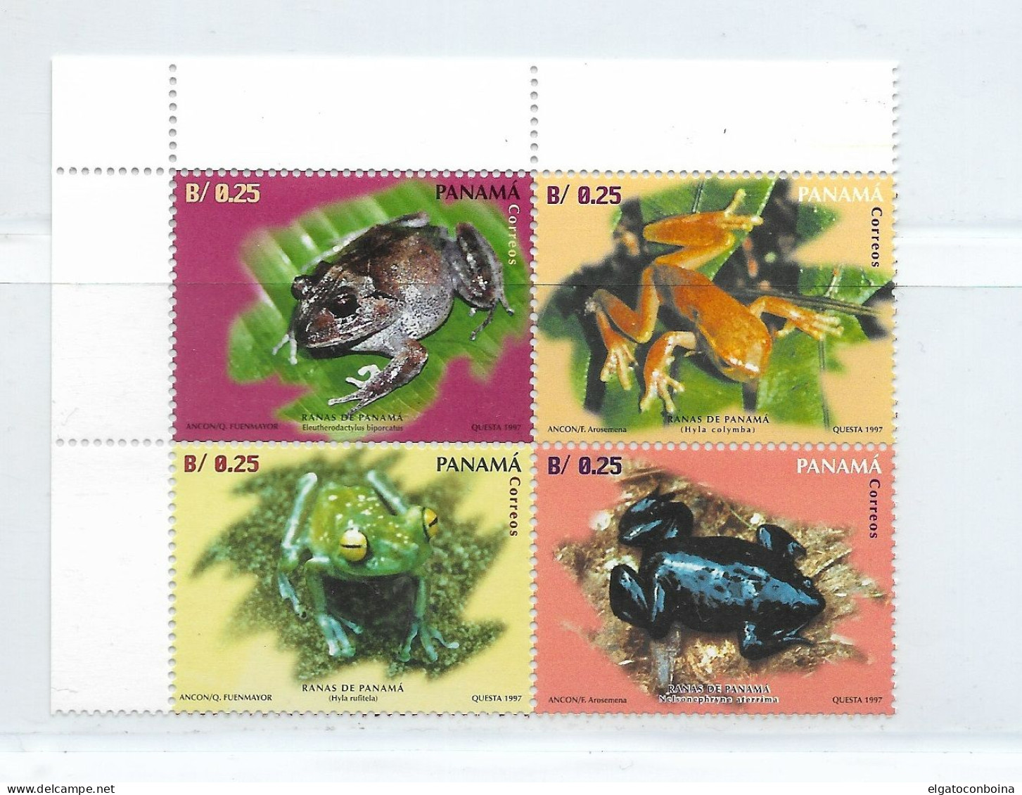 PANAMA YEAR 1997 FROGS BLOCK OF FOUR DIFFERENT VALUES FAUNA MICHEL 1793/6 SCOTT 849 - Panama