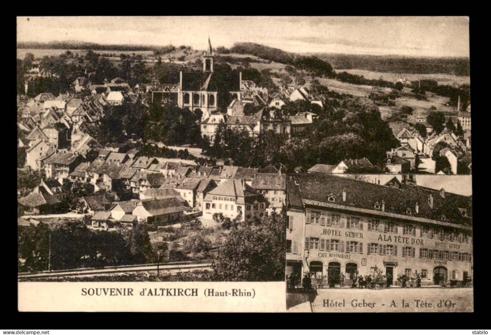 68 - ALTKIRCH - SOUVENIR - VUE GENERALE ET HOTEL GEBER A LA TETE D'OR - Altkirch