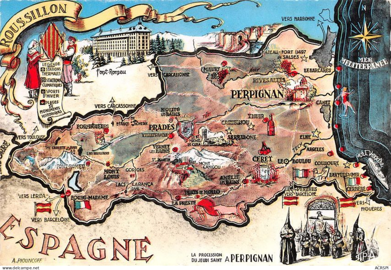 66 Carte Map Plan Du Département PO Banyuls Collioure Ceret CANET Cerbere ST-Cyprien Perpignan  N°  61   \MT9133 - Canet En Roussillon
