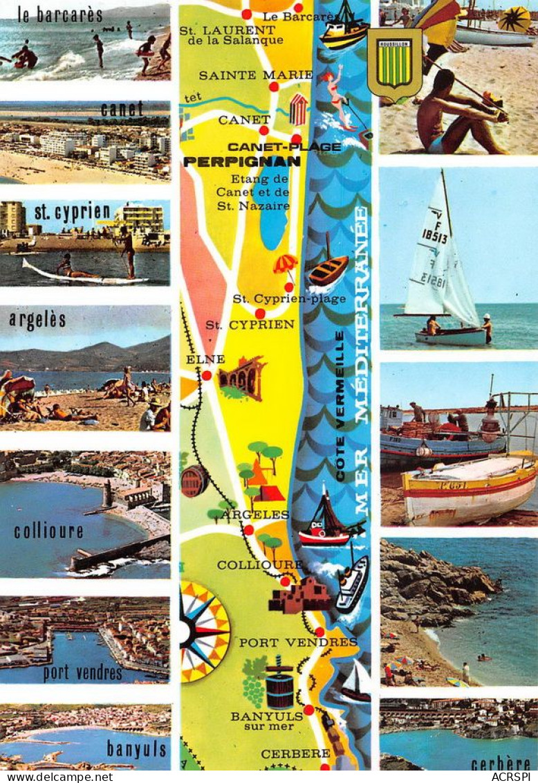 66  Carte  Map Plan Du Département Des PO Banyuls Collioure Ceret CANET Cerbere ST-Cyprien (Scan R/V) N°  56   \MT9133 - Canet En Roussillon