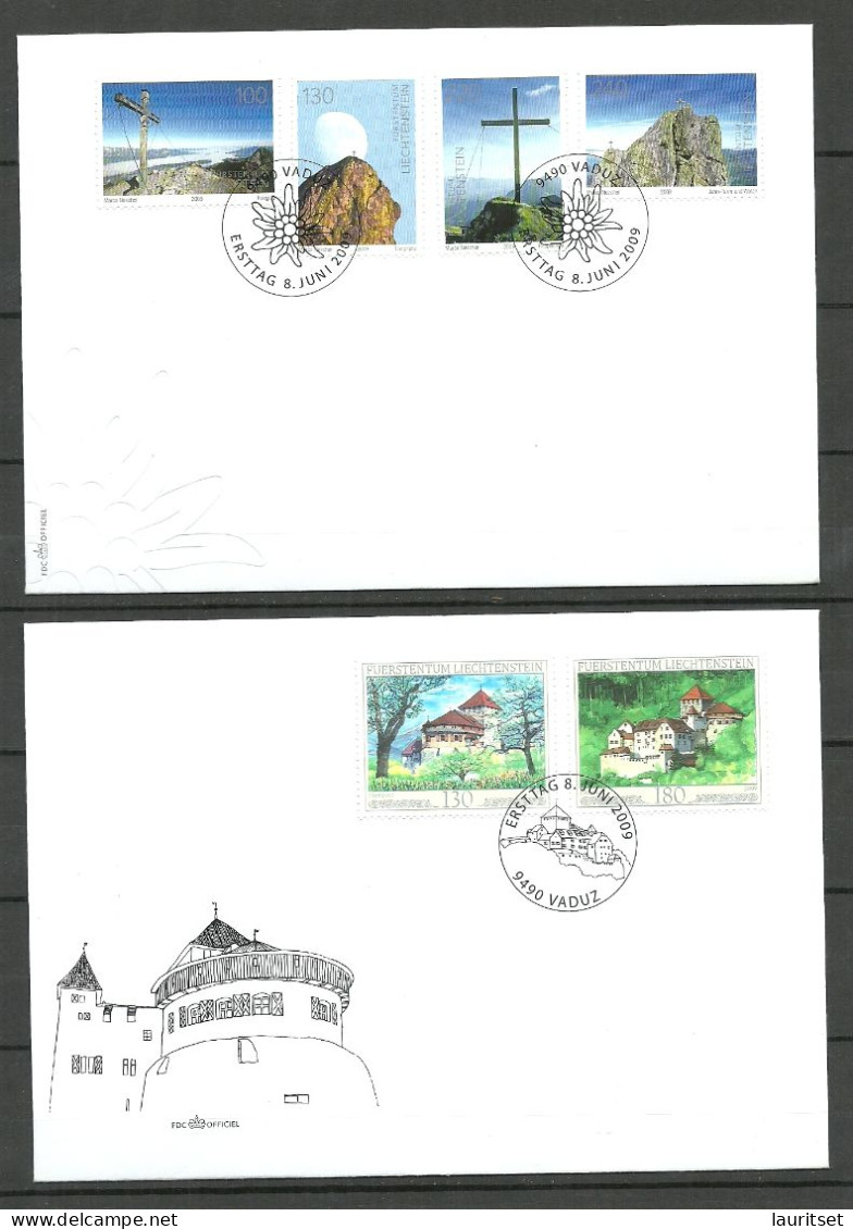 LIECHTENSTEIN 2009 Michel 1514 - 1517 & 1522 - 1523, 2 X FDC - FDC