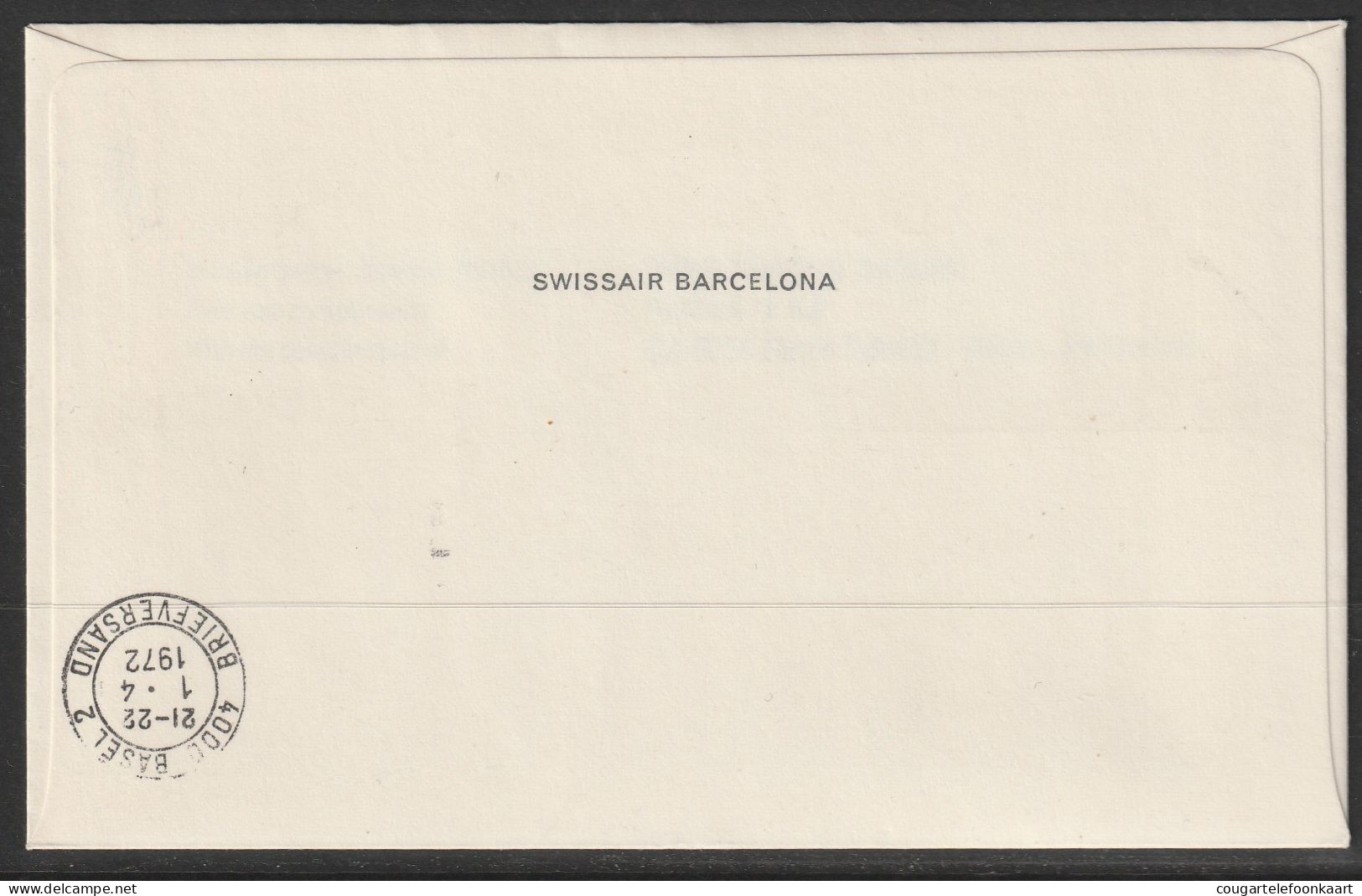 1972, Swissair, Erstflug, Barcelona - Basel - Covers & Documents