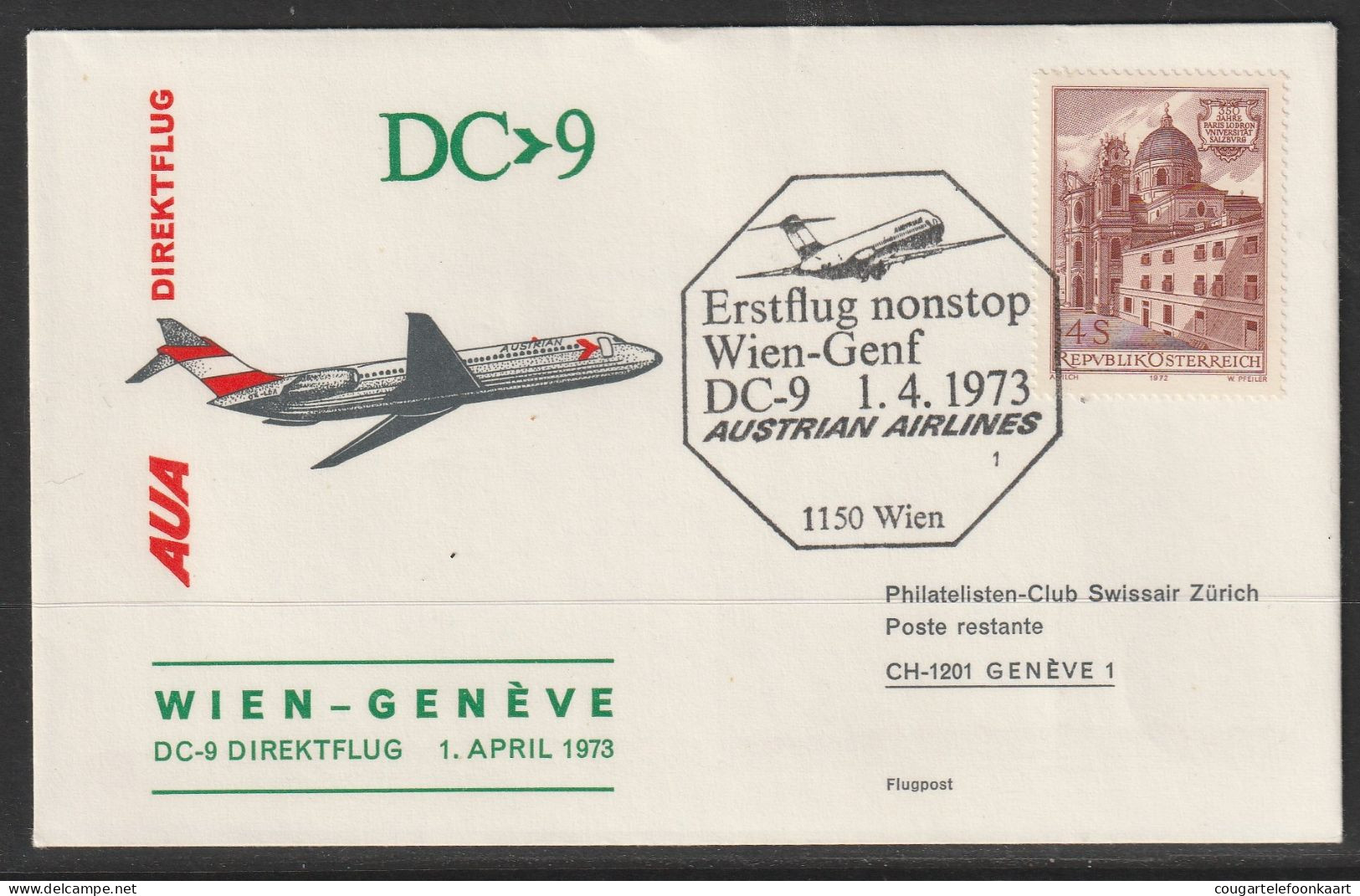 1973, Austrian Airlines, Erstflug, Wien - Genf - Premiers Vols