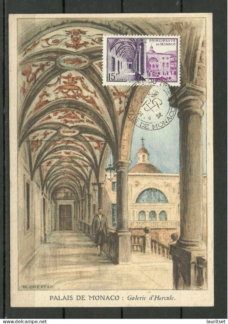 MONACO 1952 Maxi Card Palais De Monaco Galerie D`Hercule Michel 456, Unused Arhitektur Architecture - Cartes-Maximum (CM)