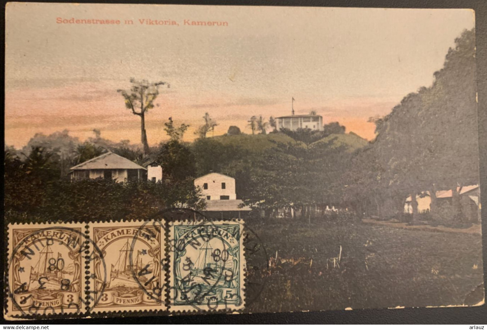 CAMEROUN.1908.Colonie Allemande.Carte Postale Couleur De Viktoria. Oblitération De Viktoria Au Cameroun.24D6 - Camerún