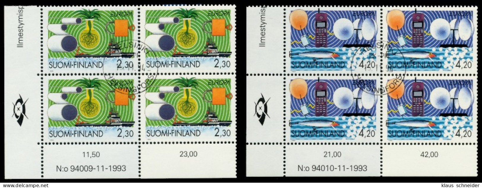 FINNLAND 1994 Nr 1248-1249 Zentrisch Gestempelt VIERERBLOCK X9118C2 - Used Stamps