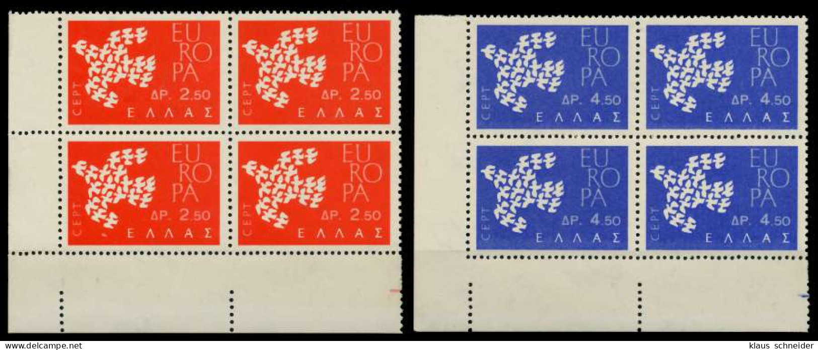 GRIECHENLAND 1961 Nr 775-776 Postfrisch VIERERBLOCK ECK X91E77A - Ungebraucht
