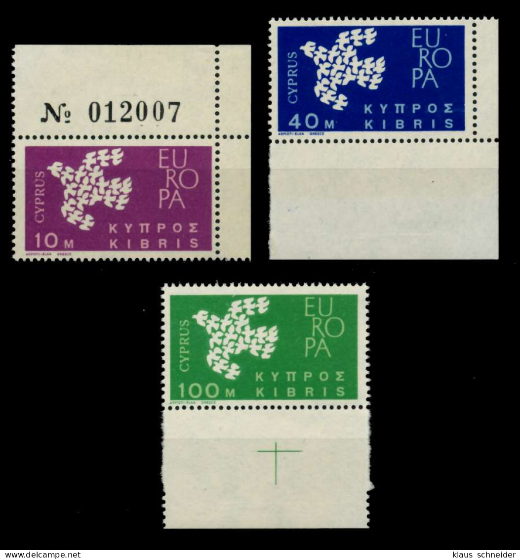 ZYPERN 1961 Nr 197-199 Postfrisch ECKE-ORE X92E13A - Unused Stamps