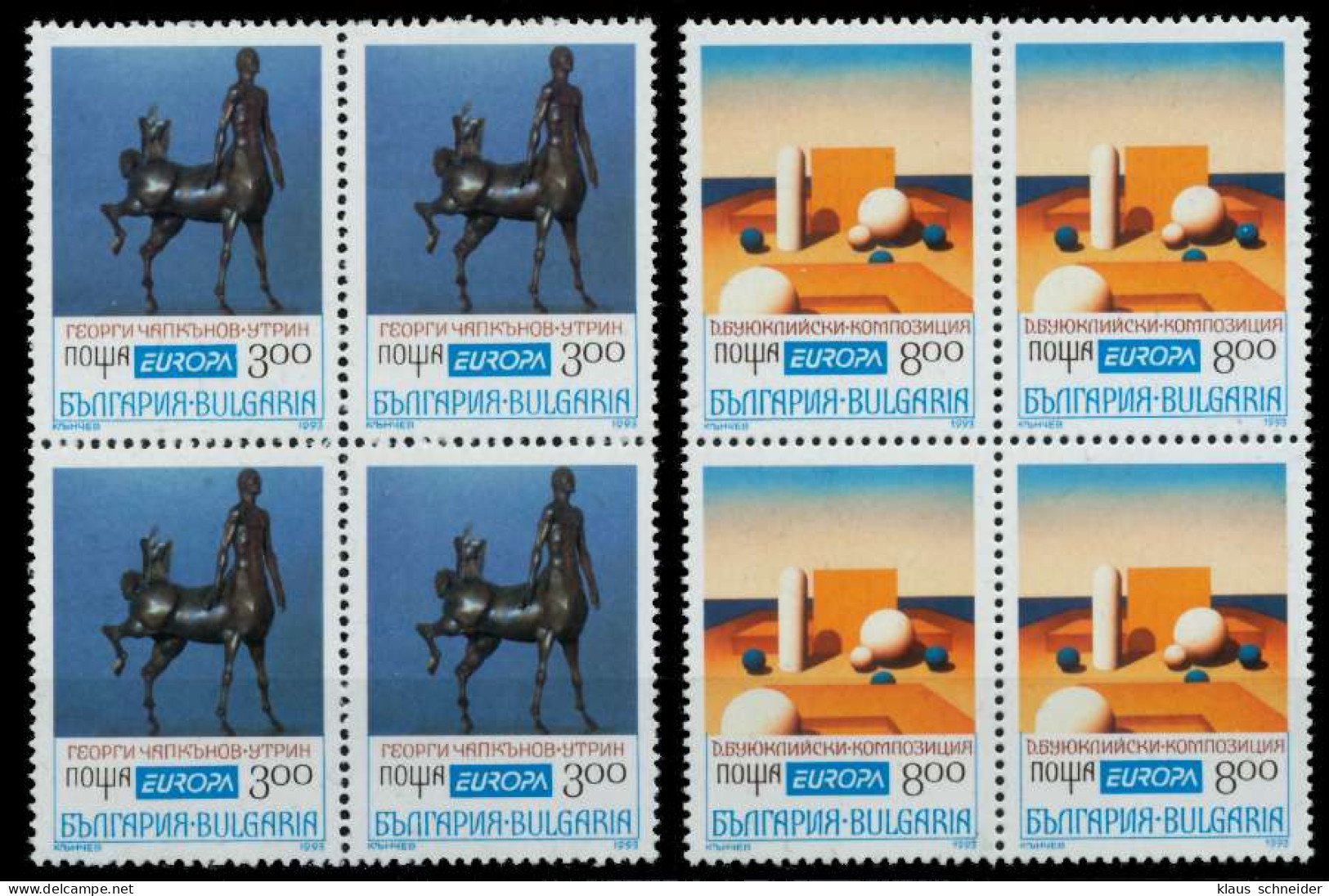 BULGARIEN 1993 Nr 4047-4048 Postfrisch VIERERBLOCK S095386 - Unused Stamps