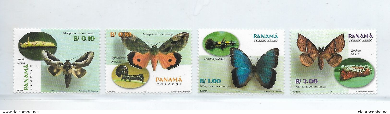 PANAMA YEAR 2001 2002 BUTTERFLIES SET OF 4 VALUES MNH MARIPOSAS - Panamá