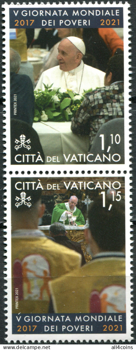 Vatican 2021. V World Day Of The Poor (MNH OG) Block Of 2 Stamps - Neufs