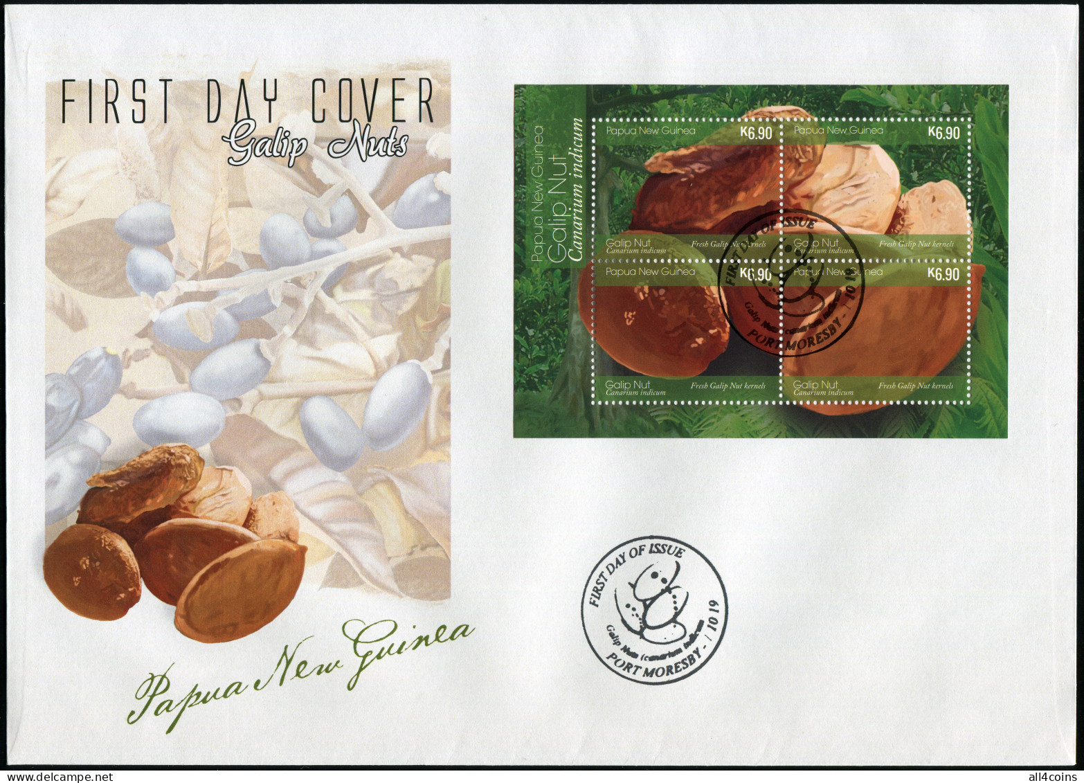 Papua New Guinea 2019. Fresh Galip Nut Kernels (Mint) First Day Cover - Papua New Guinea