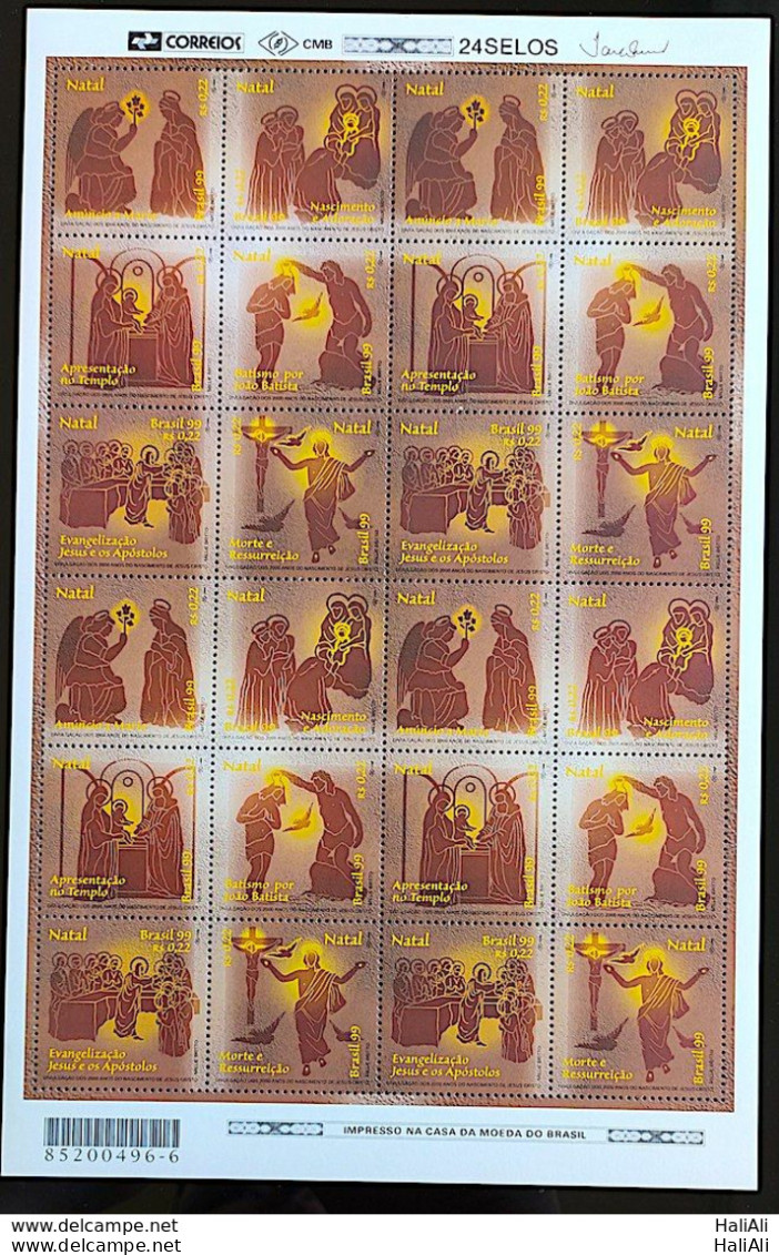 C 2229 Brazil Stamp Selo Christmas Religion 1999 Sheet - Unused Stamps