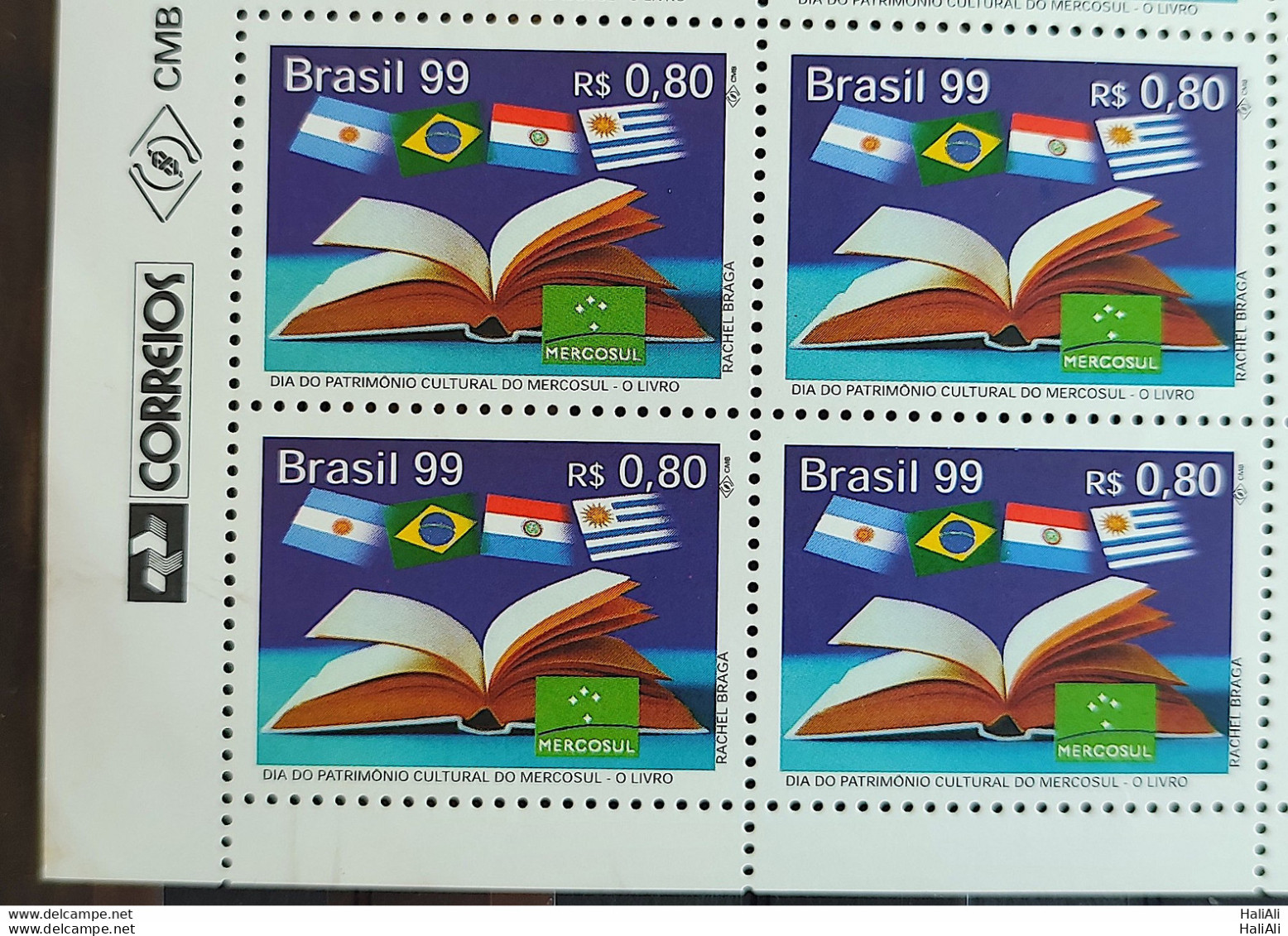 C 2220 Brazil Stamp Cultural Heritage Day Of Mercosur Flag 1999 Block Of 4 Vignette Correios - Unused Stamps