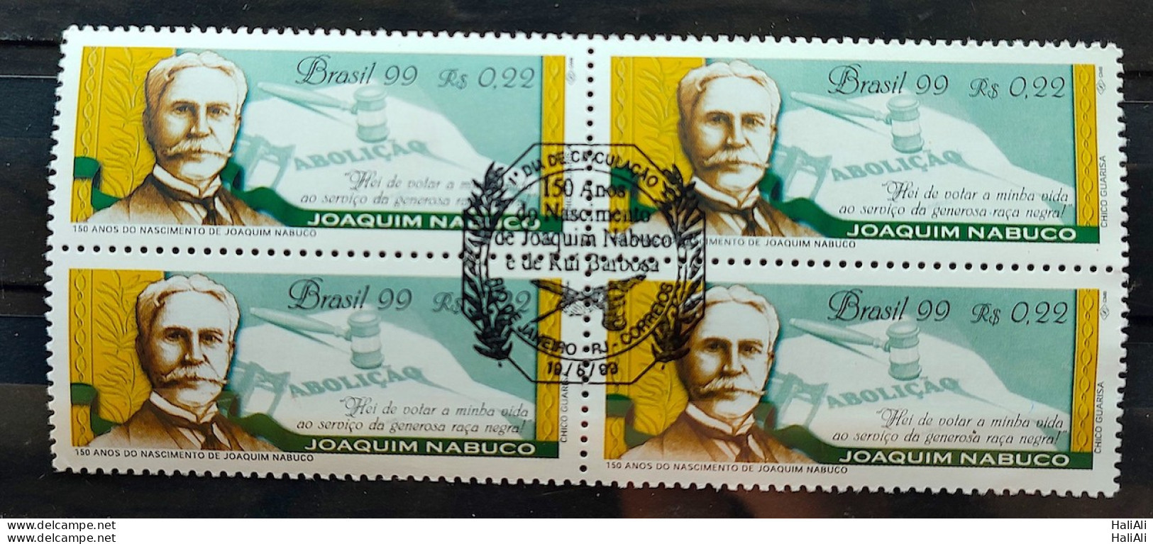 C 2210 Brazil Stamp Joaquim Nabuco Diplomacy Justic Law 1999 Block Of 4 CBC RJ - Unused Stamps