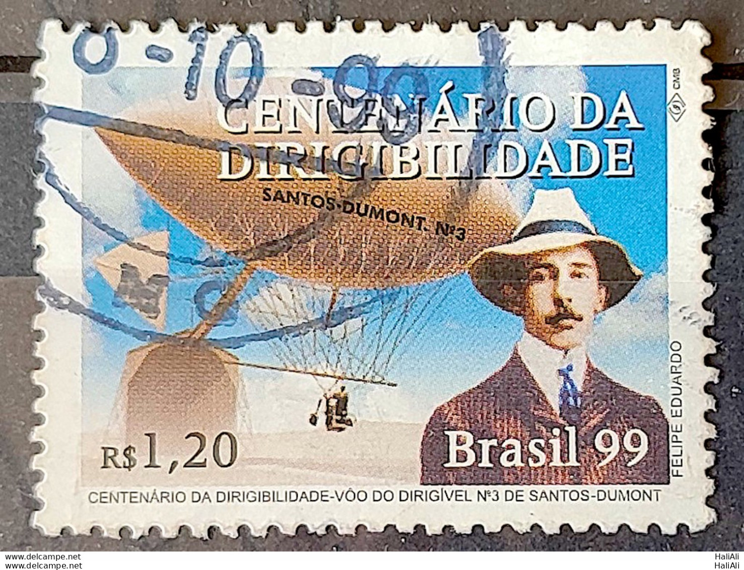 C 2202 Brazil Stamp Santos Dumont Airplane Aviation 1999 Circulated 1 - Oblitérés