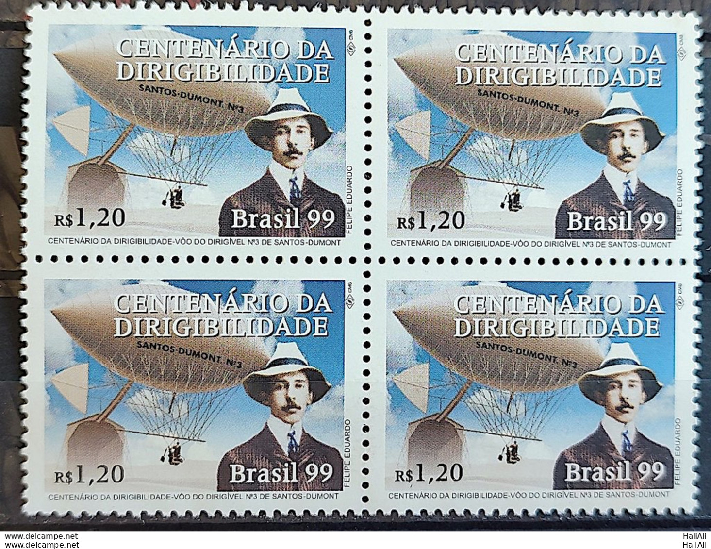 C 2202 Brazil Stamp Direct Santos Dumont Airplane Aviation 1999 Block Of 4 - Unused Stamps