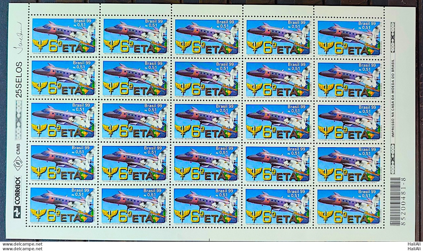 C 2196 Brazil Stamp Airplane Air Transport Eagle 1999 Sheet - Unused Stamps