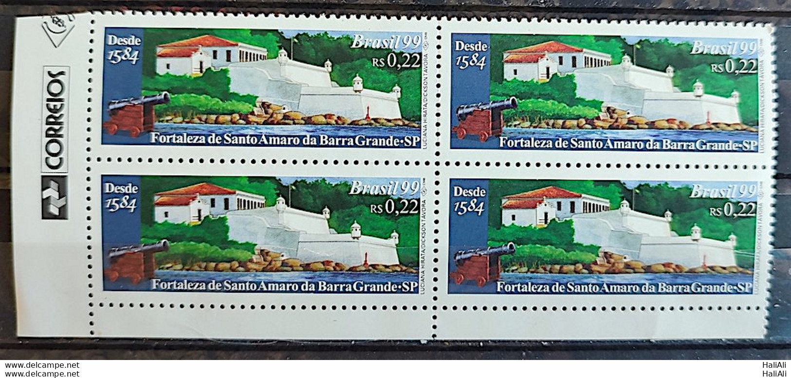 C 2194 Brazil Stamp Fortaleza De Santo Amaro Da Barra Grande Military 1999 Block Of 4 Vignette Correios - Unused Stamps